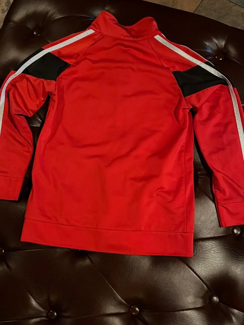 adidas Red Kids Full-Zip Logo Track Jacket with White Accents